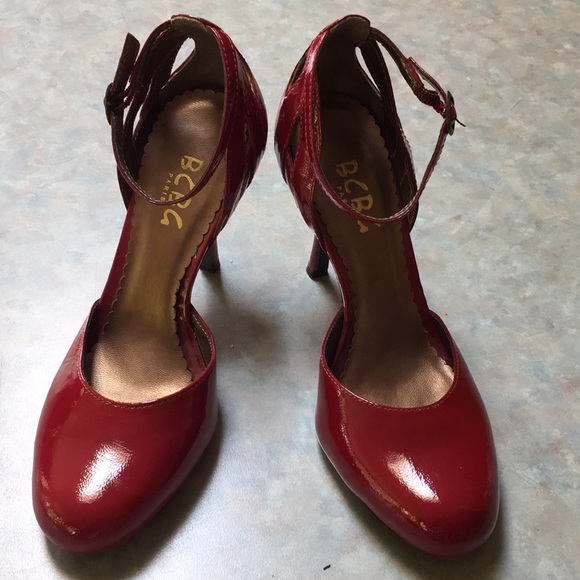 BCBG leather red patent shoes